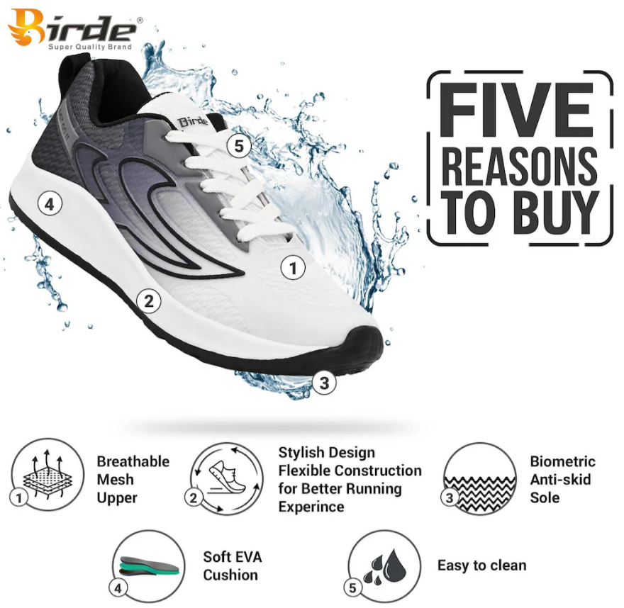 BIRDE Stylish Comfortable Wear Black EVA Sports Shoes For Men