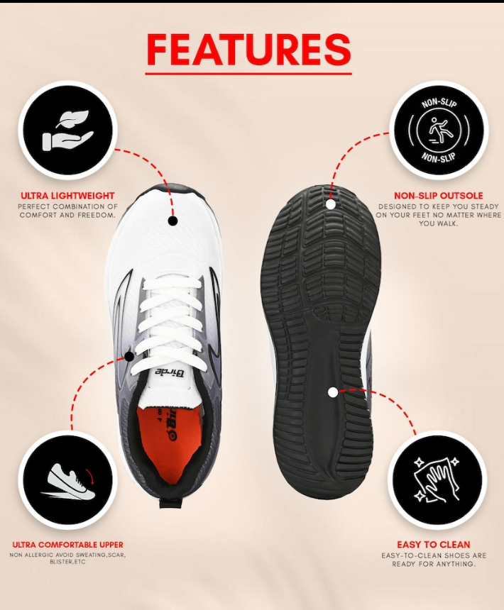 BIRDE Stylish Comfortable Wear Black EVA Sports Shoes For Men